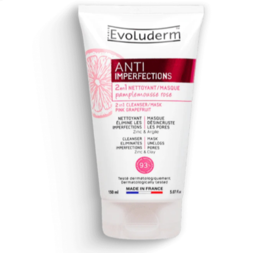 2 en 1 Nettoyant/Masque Anti-Imperfections